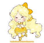 A two frame animation of Zacharie from Magical Warrior Diamond Heart. They're transformed into thier magical girl form. They have their hands clasped together happily, and on the second frame they hold them to the other side of thie face.